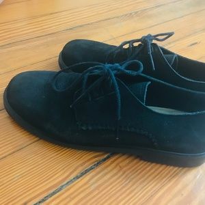 Vintage Black Suede Rockport Lace Up Loafers